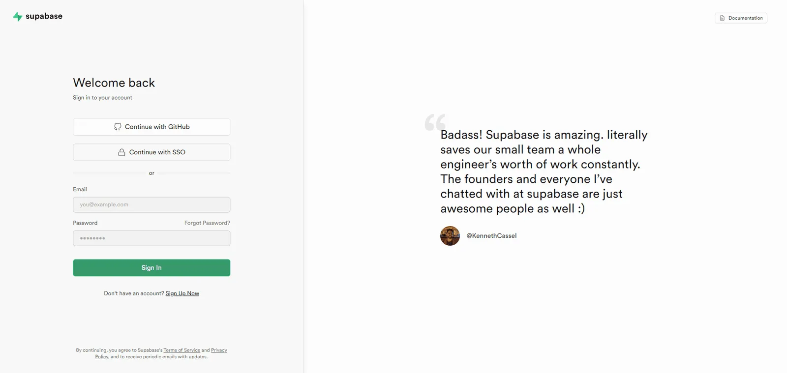 Supabase Dashboard 登录页
