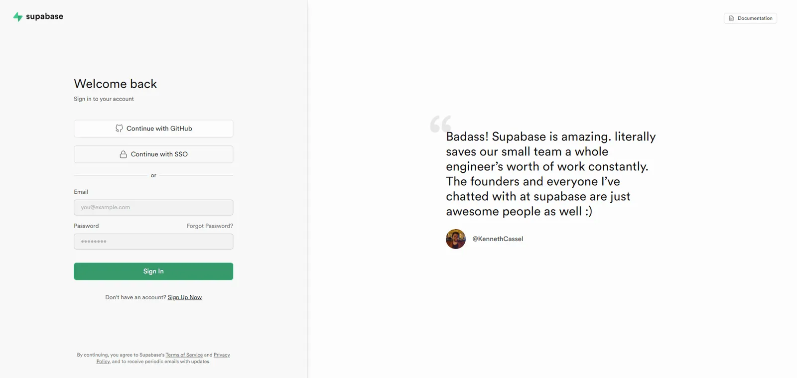 Supabase Dashboard 登录页